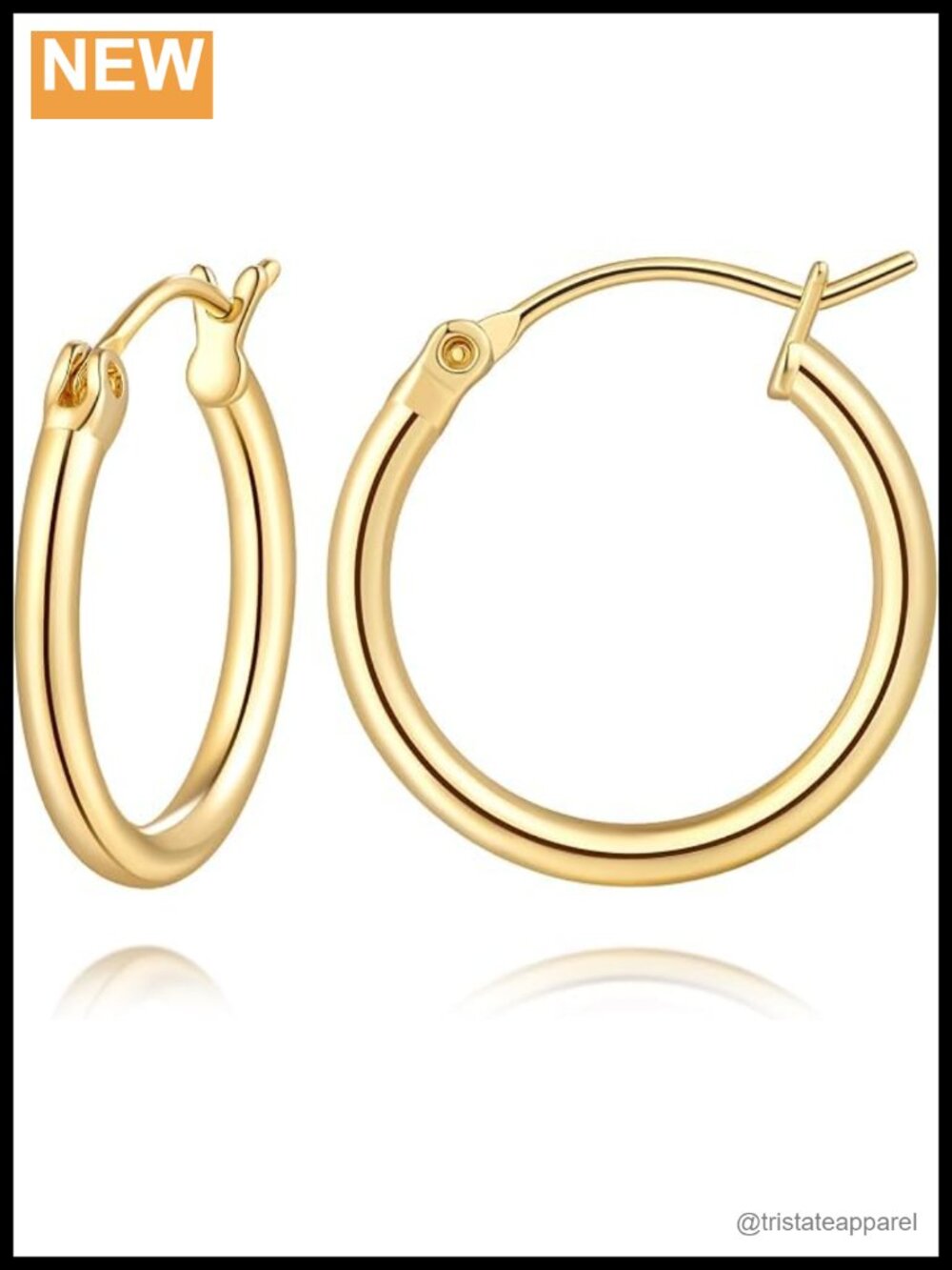 14K Gold Hoop Earrings Simple Polished Design Timeless Elegant Womens